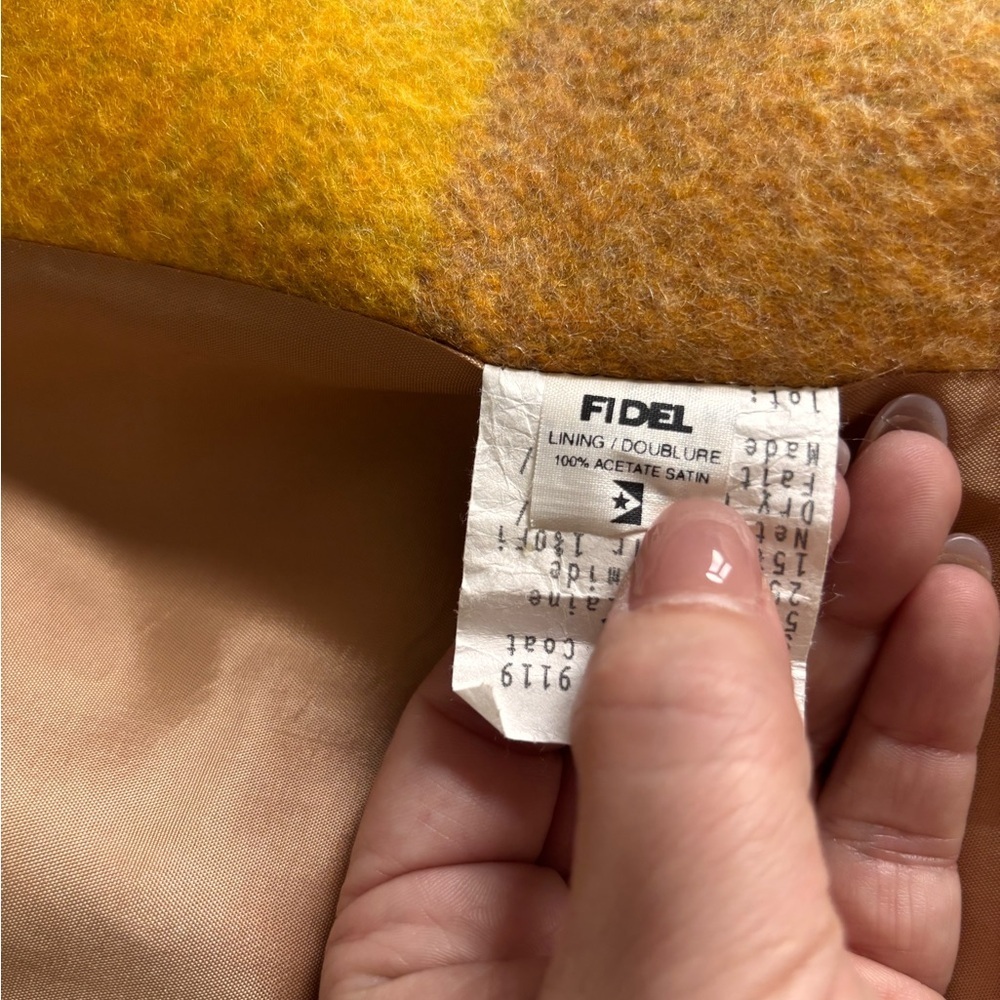 Vintage Plaid Yellow and Brown Women's Coat - Picture 14 of 16